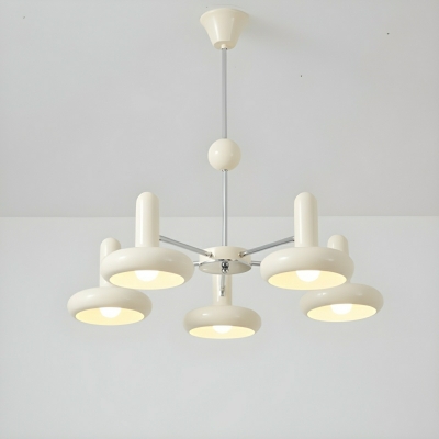 Modern White Chandelier with Ceramic Shade and 1 Tier for Residential Use