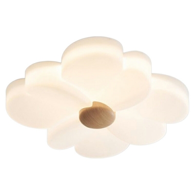Modern White Geometric Flush Mount Ceiling Light with Ambient White Glass Shade