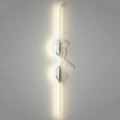 Modern White Linear Wall Sconce with Iron Shade for Indoor Residential Use and Remote Control