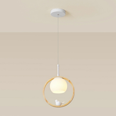 Modern Wood Pendant Light with Adjustable Hanging Length and Round Canopy