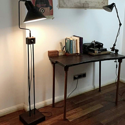 Adjustable Height Modern Black Floor Lamp with Iron Shade for Contemporary Style