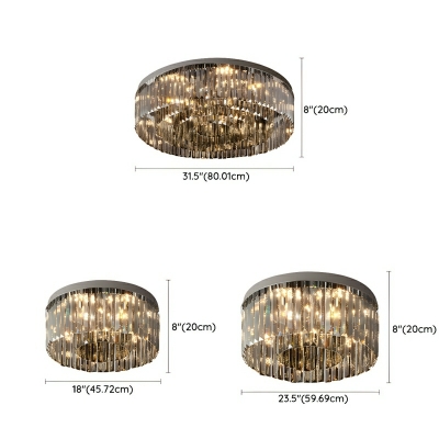 Amber Crystal Flush Mount Modern Ceiling Light with Third Gear Color Temperature