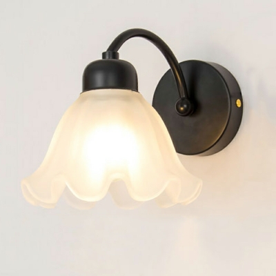 Modern Frosted Glass Saucer Wall Sconce with White Glass Shade