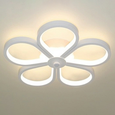 Modern Geometric White Shade LED Semi-Flush Mount Ceiling Light with 5 Lights