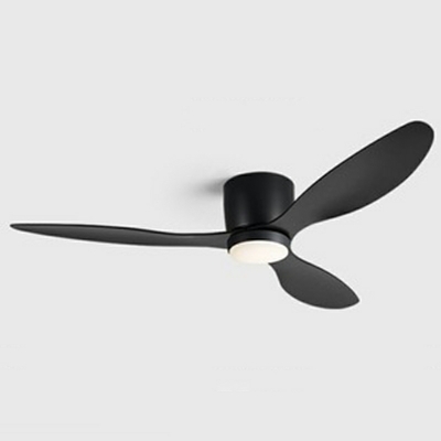 Modern Standard Ceiling Fan with Remote and Wall Control 3 Wood Blades and Dimmable LED Light
