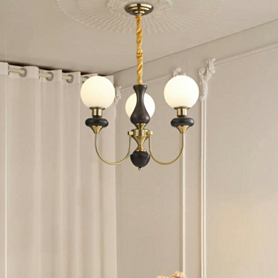 Simple Style Pendant Light Contemporary Glass Wooden Chandelier