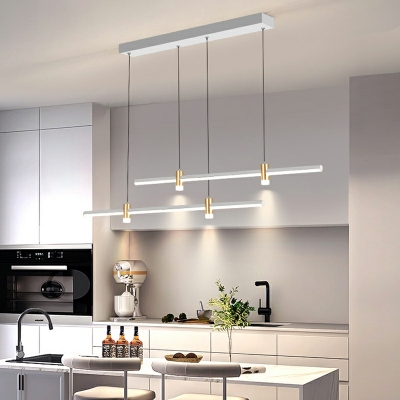 Modern 6-Light Island Pendant with Aluminum Shade for Residential Use