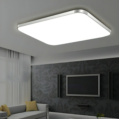 Silver Rectangle Flush Mount Ceiling Light with Acrylic Shade for Modern Home Decor