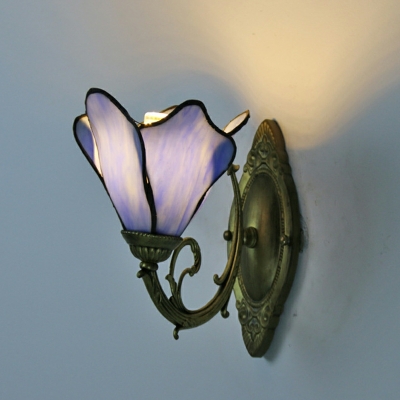 Tiffany-Style Stained Glass Vanity Light with Up & Down Shade for Residential Use