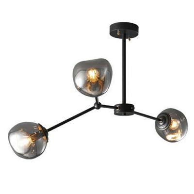 Black Geometric Sputnik Chandelier with Clear Glass Shades Modern Style 25 Inch & Above