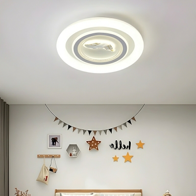 Circle LED Flush Mount Close To Ceiling Light with Metal Shade for Modern Home Decor
