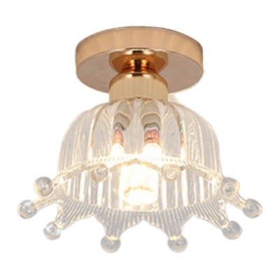 Gold Modern Semi-Flush Mount Ceiling Light with White Acrylic Shade for Residential Use
