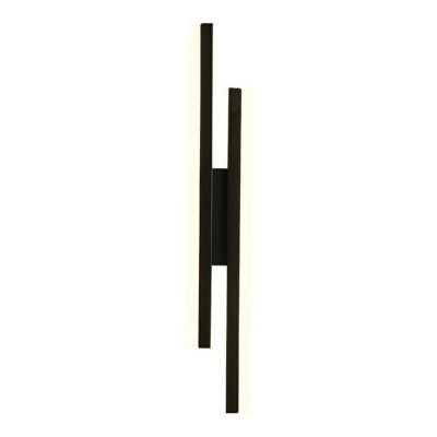 Hardwired Modern Black Linear 2-Light Wall Sconce with White Acrylic Shade