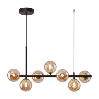 Modern Bi-pin Island Light with Clear Glass Shade and Adjustable Hanging Length