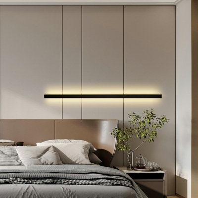 Modern Black 1-Light Hardwired Linear Wall Sconce with White Acrylic Shade