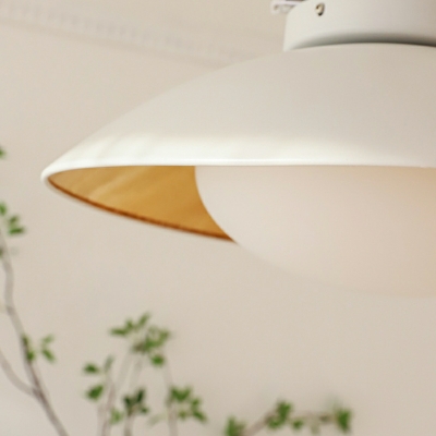 Modern White Glass Barn Semi-Flush Mount Ceiling Light with LED Bulb for Residential Use