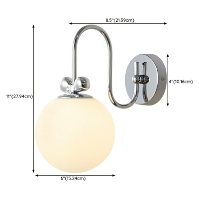 Elegant Silver Metal 1-Light Wall Lamp with Beige Glass Shade