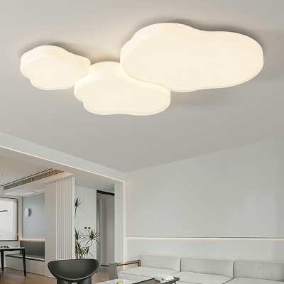 Geometric LED Bulb White Metal Flush Mount Ceiling Light with Acrylic Shade