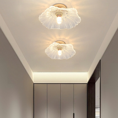 Gold Modern Semi-Flush Mount Ceiling Light with White Acrylic Shade for Residential Use