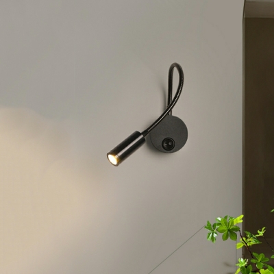 Hardwired Modern Black 1-Light Wall Sconce with Warm Light and Aluminum Shade, 4 Inch & Under