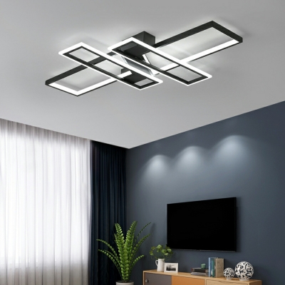 Modern Geometric Semi-Flush Mount Ceiling Light with 4 LED Bulbs and White Acrylic Shade