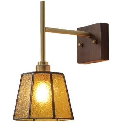 Modern Style Glass Wall Light Iron Wall Sconces in Brown
