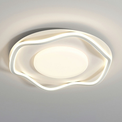 Modern White Rectangle Flush Mount Ceiling Light with Stepless Dimming and Remote Control