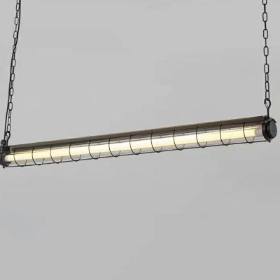 Warm Light LED Industrial Linear Island Light with Clear Glass Shades