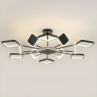 Modern Black Sputnik Chandelier with Acrylic Shade and LED Bulbs for Residential Use