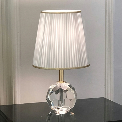 Modern Crystal Barrel Table Lamp with LED/Incandescent/Fluorescent Light and Clear Glass Base