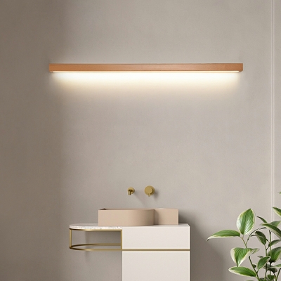 Modern Wood Vanity Light with Integrated LED and White Acrylic Shade