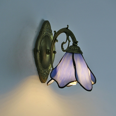 Tiffany-Style Stained Glass Vanity Light with Up & Down Shade for Residential Use