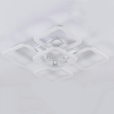 White Geometric Semi-Flush Modern Ceiling Light with LED Bulbs and Acrylic Shade