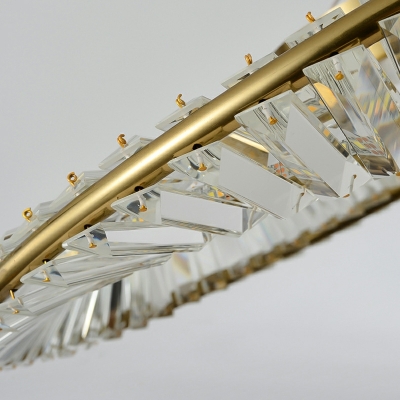 Gold Geometric LED Semi-Flush Mount Modern Ceiling Light with Clear Crystal Shade