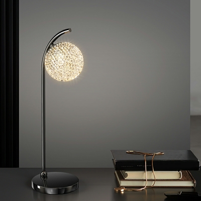 Modern Bedside Table Lamp with White Globe Shade and 3 Color Light