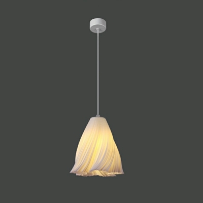 Modern Beige Resin Pendant with Adjustable Hanging Length and Round Canopy