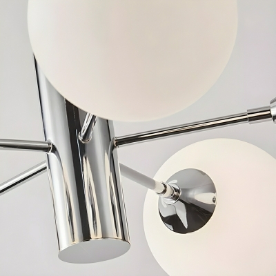 Modern Chrome Chandelier with White Glass Shade and Tiered Design