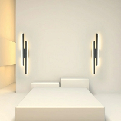 Modern Geometric 2-Light Wall Sconce - Hardwired White Shade 9 Inch & Under