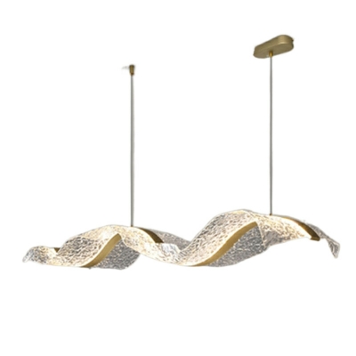 Modern Gold Island Pendant with Clear Acrylic Shade and Adjustable Hanging Length