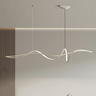 Modern LED Linear Island Light - White Shade - Adjustable Hanging Length - Residential Use
