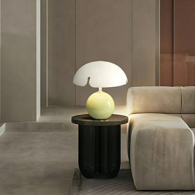 Modern White Dome Table Lamp with 3 Color Light and LED Bulbs