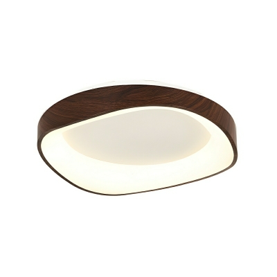 Modern Wood Flush Mount Ceiling Light with LED Bulbs and Solid Wood Shade