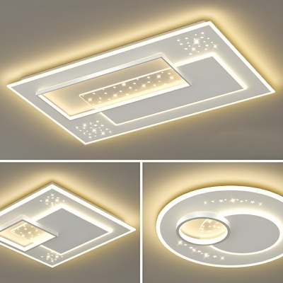 White Modern Flush Mount LED Ceiling Light with Third Gear Color Temperature