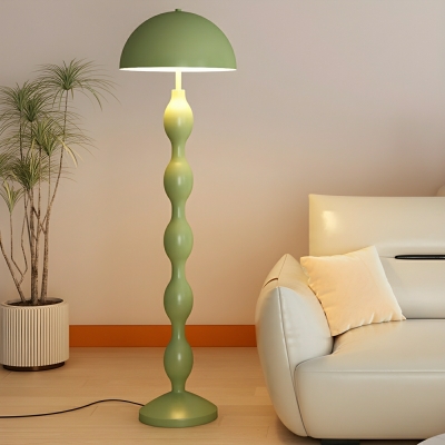 Elegant Metal Floor Lamp with White Fabric Shade and Foot Switch