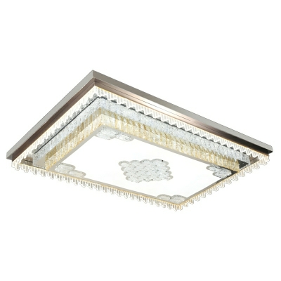 Geometric Crystal Flush Mount Ceiling Light with Remote Control Stepless Dimming in Chrome