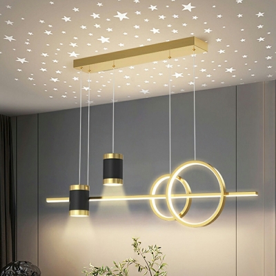 Modern 3-Light Island Pendant with Metal Shade and LED Bulbs