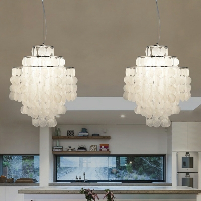 Modern 5-Tier LED Chandelier with Iron Shades, Hardwired / Plug-in, for Residential Use