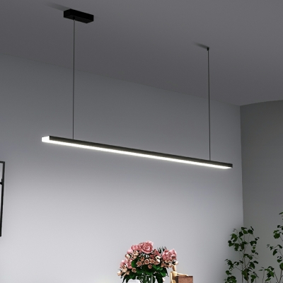 Modern Black Acrylic Island Light with Adjustable Hanging Length - LED Bulbs Included
