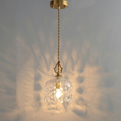 Clear Glass Pendant with Adjustable Hanging Length and Contemporary Crystal Shade