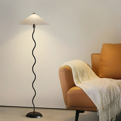 Contemporary Metal Floor Lamp with Fabric Shade and Rocker Switch